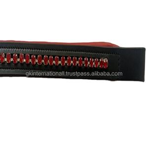 Banda de cuero hecho a mano para cejas de caballo, relleno suave rojo, cristales grandes bajos, ostentosos en todos los tamaños y formas personalizados - Product Image 1