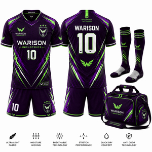 Wholesale Football Training Uniform Set Breathable Sublimation 100% Polyester Unisex Soccer Uniform Kit - Product Image 4