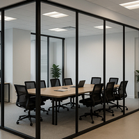 Frameless Clear Transparent Glass Partition Wall Full View Interior Glass Wall for Office