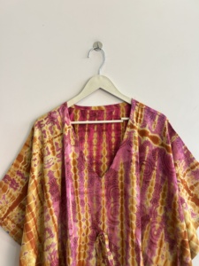 Robe longue vintage en soie crêpe, style bohème, douce et confortable, robe kaftan pour se détendre - Product Image 2