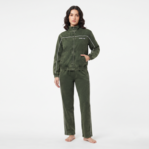 Custom design Women's Regular Fit Acid Wash Contrast Piping Full Zip Sports Jacket Custom Tracksuit <b>Sweat</b> <b>Set</b> - Product Image 1
