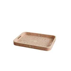 Bandeja de Servicio Artesanal con Incrustaciones de Nácar Natural, Estilo Floral, Organizador de Mesa de Centro de Lujo con Incrustaciones de Color Personalizado para Hotel y Hogar - Product Image 4
