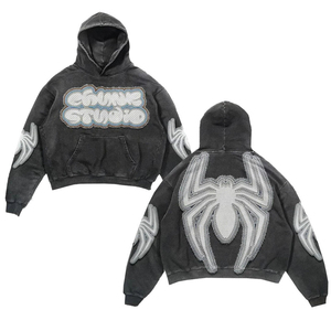 Sudadera con Capucha Oversize Unisex Estilo Urbano con Logotipo Bordado y Bolsillo, Gris, Felpa Francesa, Manga Regular, Ecológica, 80% Algodón - Product Image 2