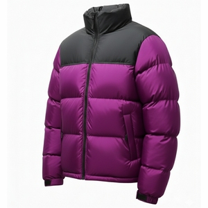Chaqueta acolchada morada de alto brillo al por mayor, chaqueta con capucha y acabado brillante, ropa de abrigo reflectante para hombre, chaqueta acolchada personalizada - Product Image 5