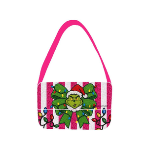 Bolso de hombro bordado navideño, diseño de rayas rosas con cuentas, bolso de moda con una sola correa, bolso personalizado para mujer para la temporada navideña - Product Image 1