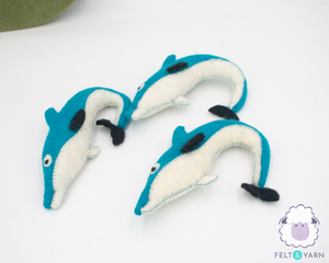 Felt & Yarn Wool Felt Stitched <b>Dolphin</b> Handmade <b>Toy</b> for Child Under the Sea Theme - Product Image 1