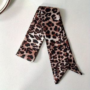 Custom <b>Printed</b> Silk Skinny Scarf Classic Brown <b>Leopard</b> Spot Pattern Handbag Ribbon <b>Tie</b> - Product Image 4