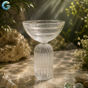 Clear Ribbed Champagne Coupes Borosilicate Glass <b>Optic</b> Wine Flutes 200 Ml Modern <b>Bar</b> Party Wedding Glass - Product Image 3