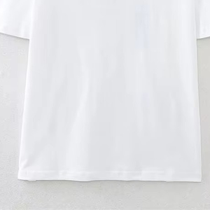 Nuevo diseño de moda, camisetas de algodón baratas al por mayor para mujer, con cuello redondo y manga corta/larga, conjuntos para mujer - Product Image 5