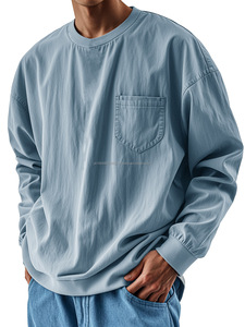 Wholesale <b>Men's</b> Distressed Vintage <b>Shirts</b> Casual Long Sleeve <b>Shirts</b> With Pocket Custom Logo Top - Product Image 2