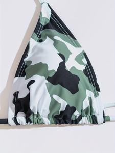 Bikini invisible sin costuras de seda helada de cintura alta para mujer, braguita sin costuras, traje de baño al por mayor con lentejuelas y plumas, logotipo personalizado - Product Image 5