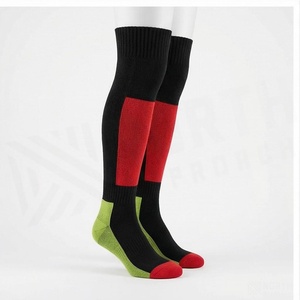 <b>Knee</b> <b>High</b> Soccer <b>Socks</b> Red Black Solid Color Breathable Knitted for Adults Football Sport Use - Product Image 3