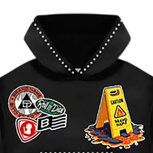 Sweat à capuche unisexe noir personnalisé, coupe oversize, effet délavé soleil, broderie, en molleton bouclette, style streetwear, grammage lourd, 100% coton, strass numériques - Product Image 4