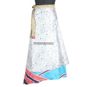 New Multi Wear Silk Sari Wrap <b>Skirt</b> <b>Boho</b> Stylish Multi Color Summer Wear Comfortable Fashion Hippie Style Free Size Gypsy Women - Product Image 3