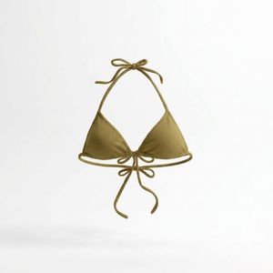 Haut de bikini noir pour femme avec cordon de serrage à l'avant et bretelles réglables, maillot de bain uni en spandex et polyester - Product Image 6