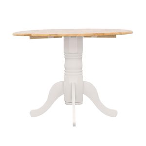 Tavolo da Pranzo Rotondo Naturale Marrone e Bianco con Pratico Piano Ribaltabile, Prodotto Ecologico - Product Image 2