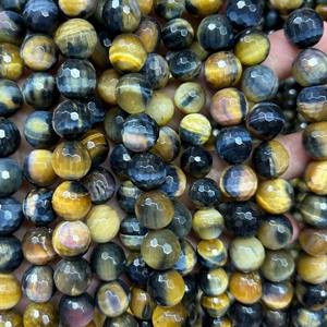 Cuentas facetadas de ojo de tigre azul y amarillo, cuentas redondas de piedra preciosa natural, hilo de cuentas para la fabricación de joyas y manualidades DIY. - Product Image 5