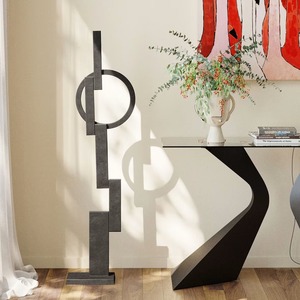 Escultura Metálica Abstracta Moderna de 36x16x148cm, Arte Geométrico Decorativo para Piso, Hecho a Mano, para Exhibición en Sala de Estar - Product Image 5