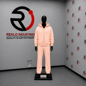 Conjunto Deportivo Personalizado Color Rosa Melocotón para Hombre, Sudadera con Cierre y Pantalones Jogger, Venta al Por Mayor, Ropa Deportiva Informal de Felpa - Product Image 3