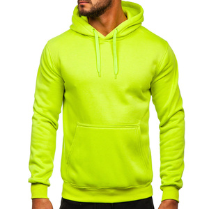 Sweat-shirt à capuche vert néon pour homme, manches longues, style décontracté, vêtement d'automne, couleur unie, fermeture à cordon, poches latérales, coupe régulière - Product Image 6