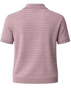 Polo a Rayas Rosa Polvoriento para Hombre, Manga Corta, Tejido de Punto, Dobladillo Acanalado, Corte Ajustado, Informal, Mezcla de Algodón, Fabricante Personalizado, Diseño OEM - Product Image 5