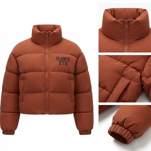 Women's Custom <b>Cropped</b> <b>Puffer</b> <b>Jacket</b> Winter Quilted Full Zip Short length Outerwear Custom Private Label Manufacturer - Product Image 4