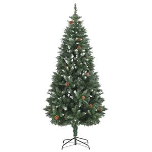 Sapin de Noël artificiel pré-éclairé de 70,9 pouces avec un ensemble de boules et de cônes de pin, décorations de Noël festives - Product Image 3