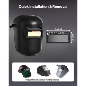 Casco per saldatura auto-oscurante da 4,25 x 2 pollici con doppi sensori di arco, tinta 5-13 regolabile, lente True Color, rivestimento oro, Doppio C - Product Image 6