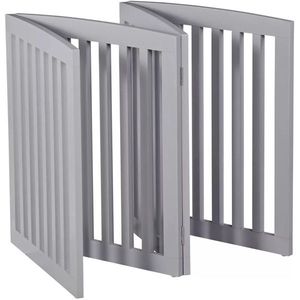 Cancelletto di Sicurezza per Cani in Legno a 4 Pannelli Pieghevole Autoportante 24 Pollici Grigio - Per Casa e Giardino - Product Image 1