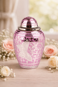 Urnes funéraires rondes en aluminium Art Déco faites à la main pour adultes, capacité 4-5L, impression personnalisée pour cendres humaines - Product Image 3