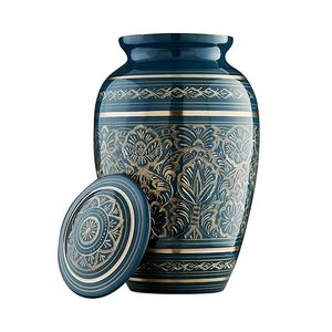 Classic Teardrop Ceramic <b>Urn</b> with Gold Floral Design for Dogs Airtight Pet Memorial Vase - Product Image 6