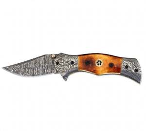 Handcrafted Damascus Steel Folding <b>Knife</b> Honey <b>Bone</b> <b>Handle</b> Desk Tool - Product Image 4