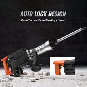 ค้อนแจ็ครื้อถอน2200วัตต์เครื่องตัดคอนกรีตไฟฟ้าสำหรับงานหนักพร้อมด้วยสิ่วสกัด1350ชิ้น4ชิ้นพร้อมกล่องดอกสว่านสีดำ - Product Image 5