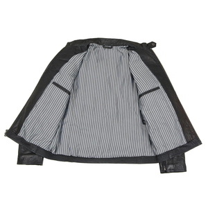 Chaqueta de Motociclista de Cuero Vacuno Negro Vintage para Hombre, Cuello Alto, Bolsillos con Cremallera, Estilo Moto Biker - Product Image 4