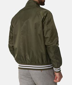 Chaqueta Bomber Verde Oliva para Hombre, Cuello Alto, Cierre de Cremallera, Casual, Resistente al Viento, Poliéster, Corte Ajustado, para Otoño - Product Image 5