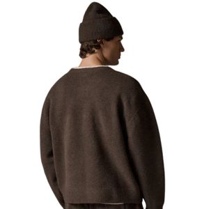 <b>Brown</b> Knitted Crew Sweater with Contrast Trim Soft Comfortable Fitted Pullover Lightweight Casual Wear - Product Image 5
