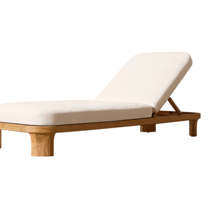 Chaise longue de jardin minimaliste en teck avec dossier réglable et coussin résistant aux intempéries, mobilier moderne pour hôtel et villa - Product Image 5
