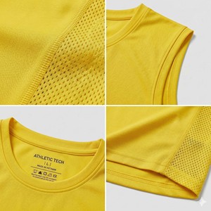 Men's Breathable Sleeveless Soccer Jersey Quick Dry Yellow Mesh Panel Training Tank <b>Top</b> Athletic Vest - Product Image 5