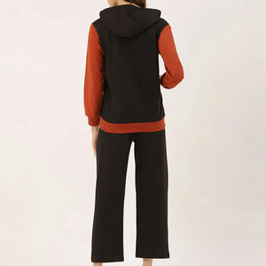 Conjunto Deportivo con Capucha para Mujer, Ecológico, 100% Algodón, Bloques de Color, Manga Larga, Corte Regular, Pantalones Deportivos Casuales con Bolsillos Laterales, para Invierno - Product Image 3