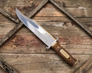 A&M ENTERPRISES Cuchillo Bowie de Acero Inoxidable de Hoja Fija Hecho a Mano con Punta Caída, Mango de Madera y Cuero, ODM OEM, Cuchillos de Camping - Product Image 5