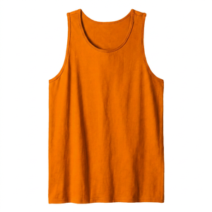 Camiseta sin mangas de punto con cuello redondo de color negro liso para hombre, estilo casual, teñido liso, deportiva, tipo camiseta interior - Product Image 3