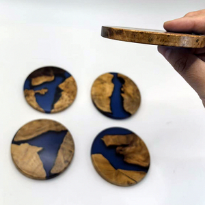 4 Pcs Set Round Wooden <b>Coasters</b> with Epoxy Resin, Bar <b>Coaster</b> for <b>Drinks</b>, Modern <b>Coasters</b> for Bar Kitchen Home Apartment - Product Image 5