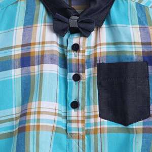 Polka Tots Chemise Demi Manches Barboteuse Col Denim Poche Denim-Bleu - Product Image 3