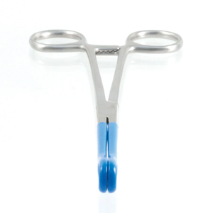 Pinces à éponges réutilisables 9,5 pouces droites, revêtement bleu, instrument chirurgical pour pansements, usage médical et hospitalier - Product Image 1