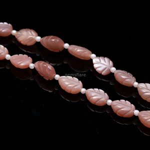 Perles en forme de feuille de pierre de lune pêche naturelle, sculptées à la main, pour la création de bijoux, taille 11 à 12 mm, 8 pouces, vente en gros - Product Image 6