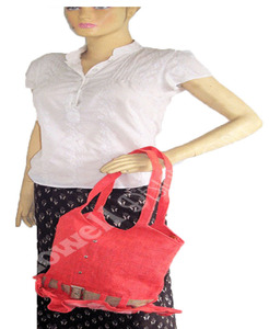 Fashion <b>Red</b> Jute Tote <b>Bag</b> with Embroidery Zipper Closure for Travel-Solid Color Women's Handbag Spring Season - Product Image 4