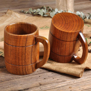 Taza de Leche de Madera Natural Aislada, Vajilla Artesanal Sostenible para el Hogar - Product Image 5