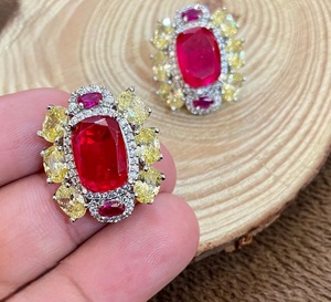 Stylish Brass <b>Silver</b> Plated Zircon <b>Stud</b> Earrings for Women Girls Premium Quality Wedding & Party Wear - Product Image 3