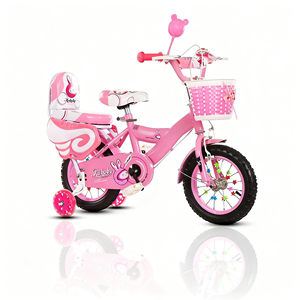 Bicicletta Rosa per Bambine con Stelle Decorative, Ruote Stabilizzatrici e Cestino Anteriore - Product Image 1