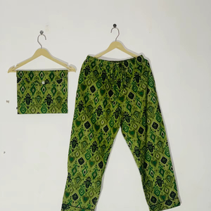 ชุดเซ็ตผ้าพิมพ์ลายอิคัทสีเขียวมรกต - Product Image 4